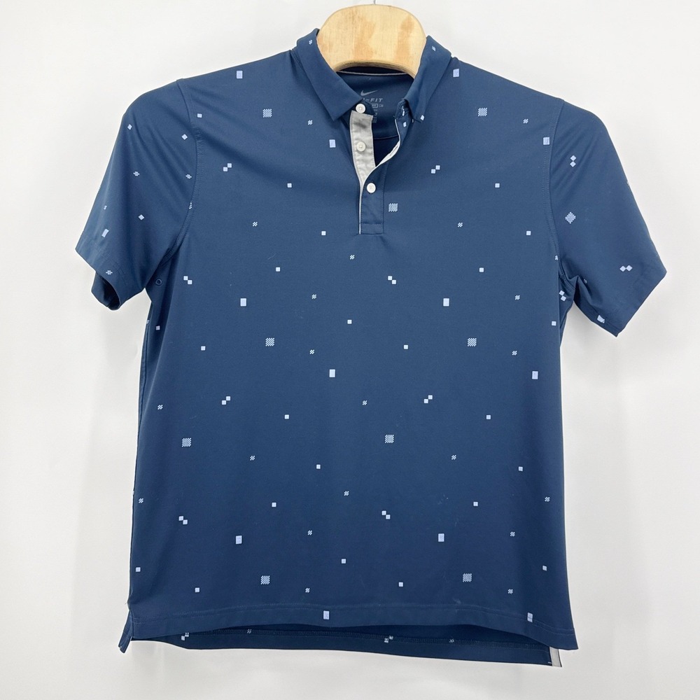 Nike Golf Dri-FIT Player Polo Shirt Mens Large Blue Geometric Print CU9543-451
